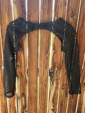 Ravers Fishnet Festival Street Wear Dancer Mesh Top Hip Hop Long Sleeve Crop XL